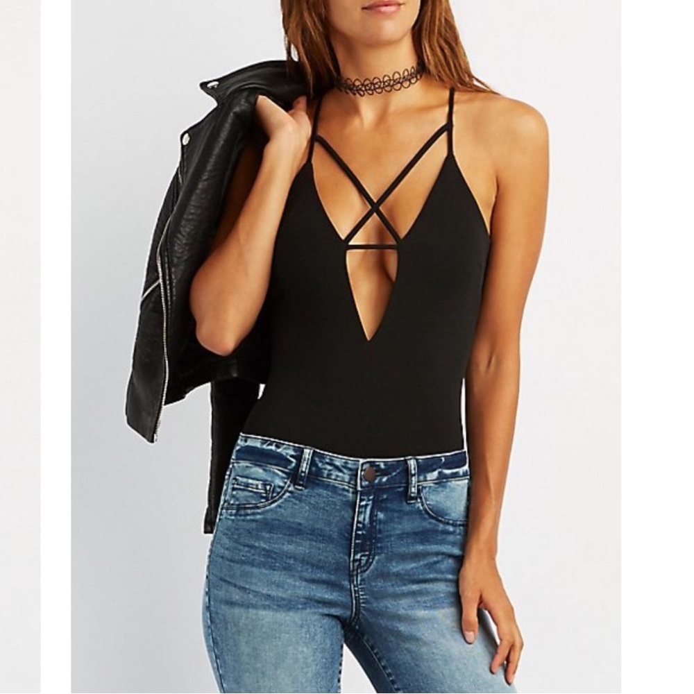 Charlotte Russe Caged Plunging Bodysuit